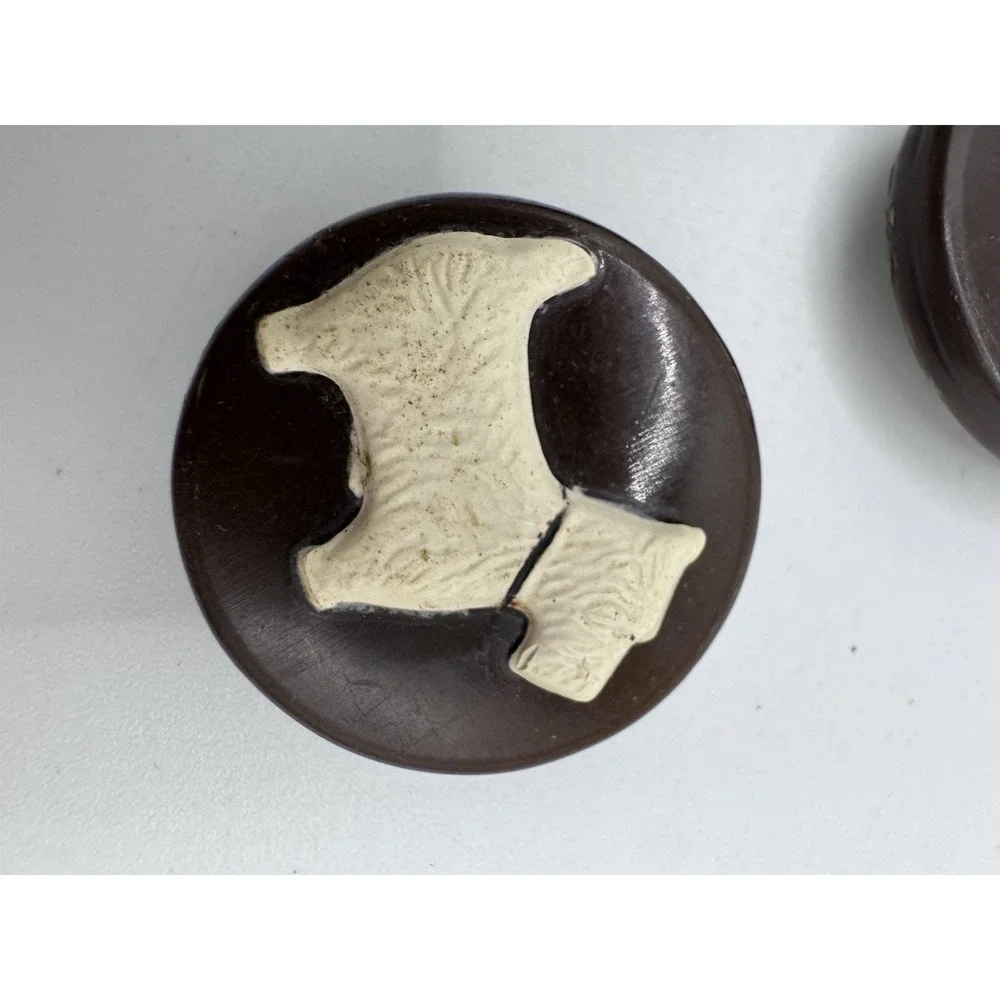 Vintage SCOTTIE DOG Metal And Celluloid Buttons  Set Of 3
